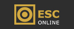 Logo ESC Online: Caracteres brancos e dourados sobre fundo negro