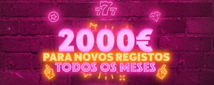 2000€ para novos registos todos os meses em torneios Nossa Aposta Casino.