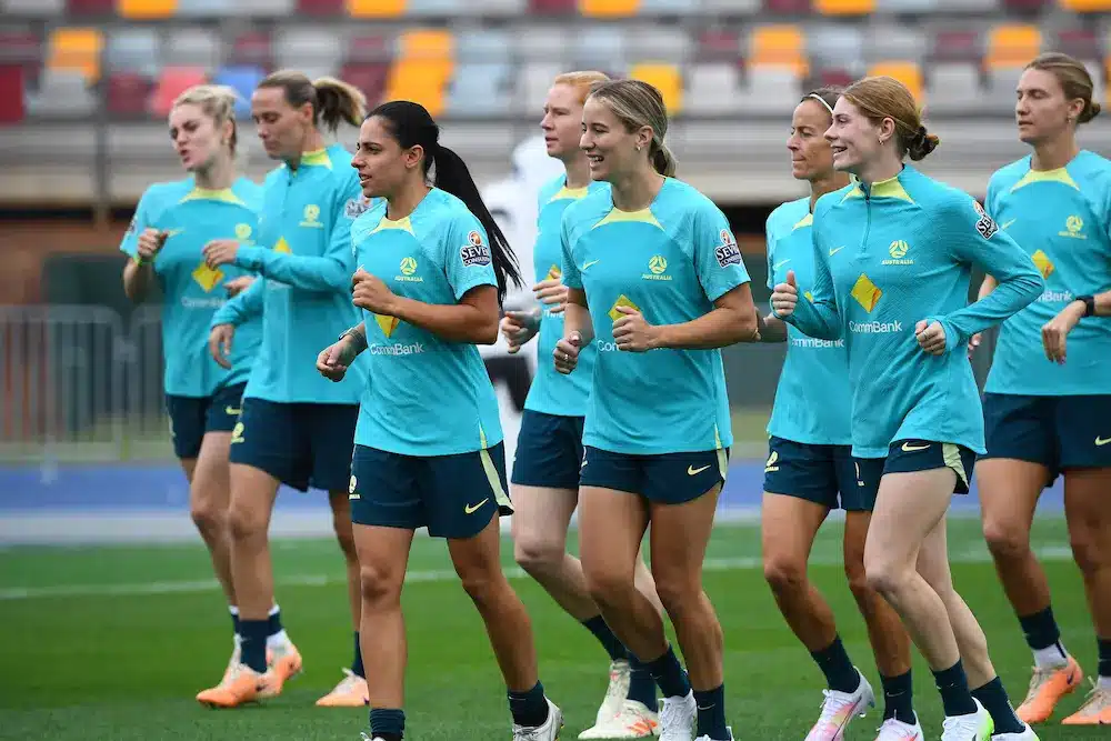 Seleção Australiana feminina, as Matildas, em sessão de treino para Mundial Feminino 2023