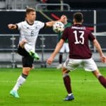 Test match for Euro 2020, Merkur-Spiel-Arena Dusseldorf: Germany - Latvia 7:1; Joshua Kimmich (GER), Raivis Jurkovskis (LAT)